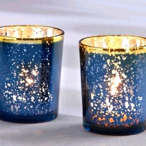 12 Glass Tealight holder with candles+ free gift!